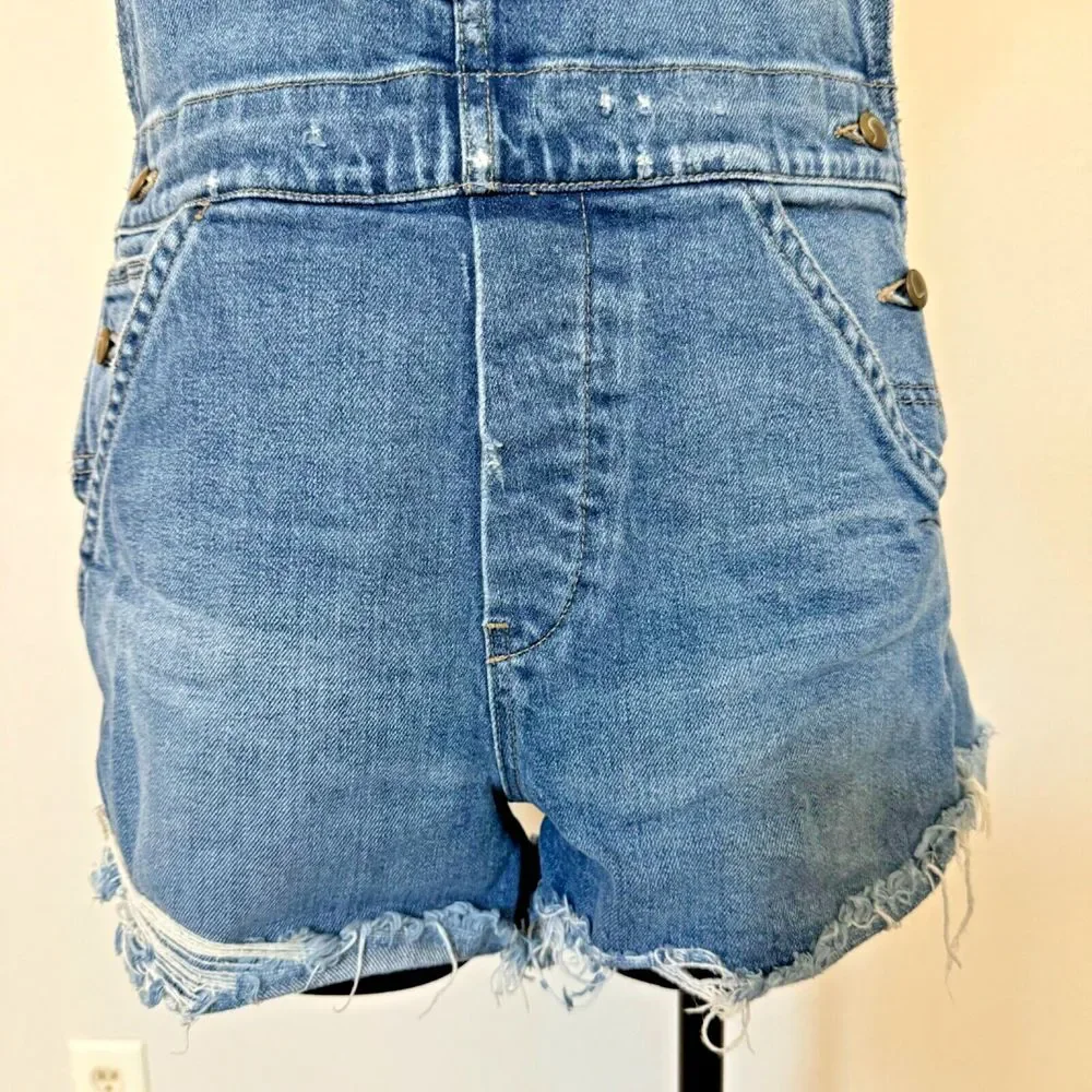 Joes Jeans Shortalls Taylor Hill Medium Blue Denim Bib Overall Shorts Y2K Boho